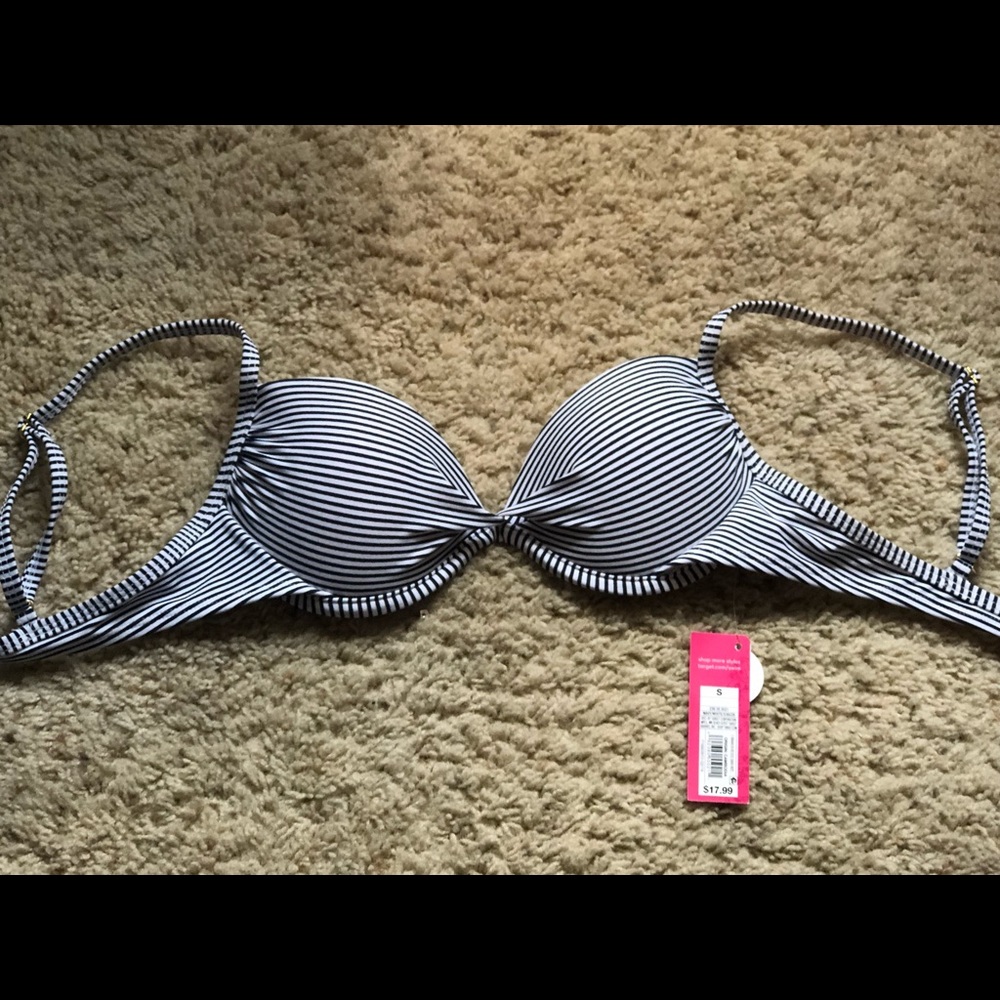 Target Blue and white striped bikini top w/padding